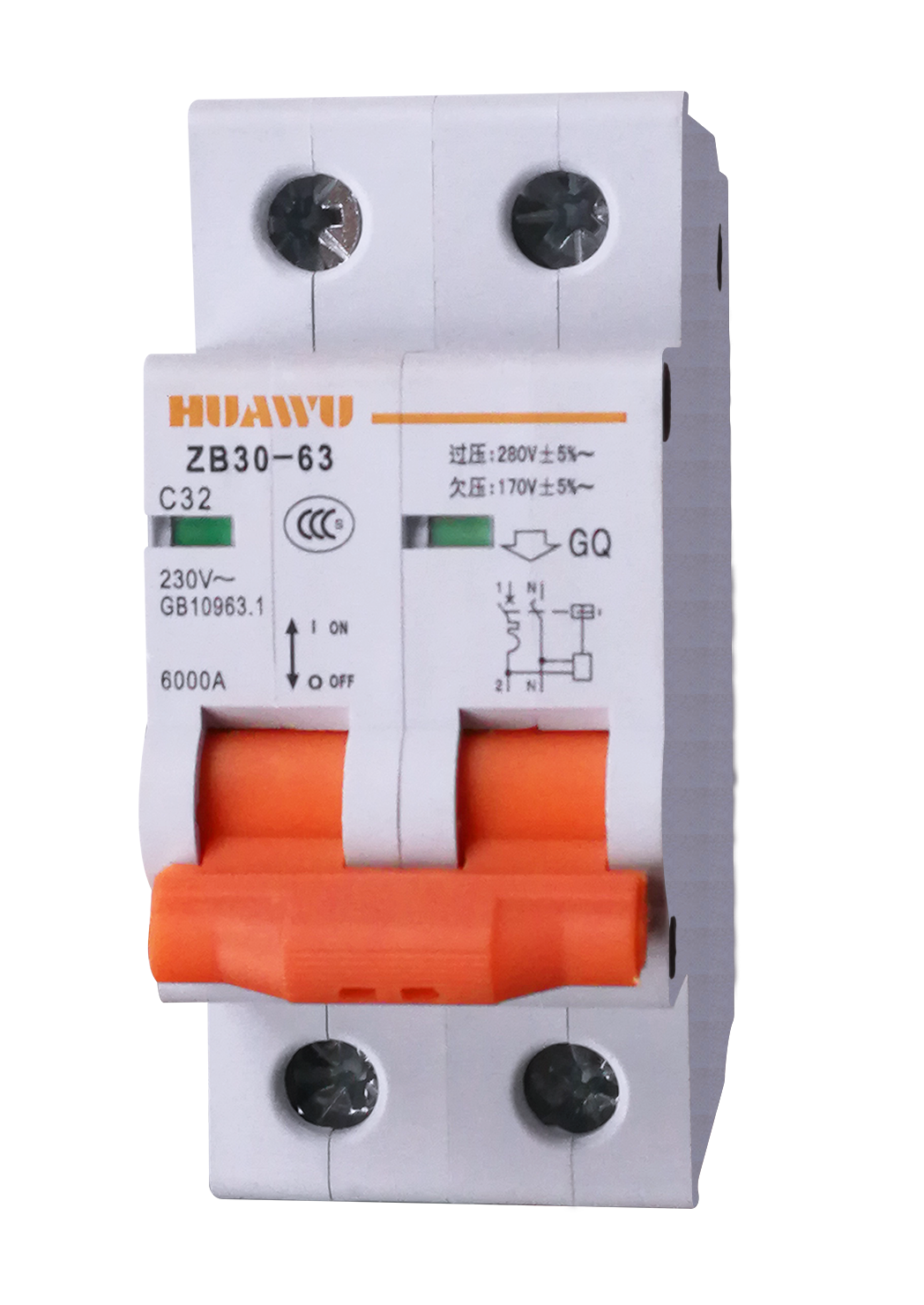 ZB30-63/2GY(QY\GY)帶過壓(欠壓、過欠壓)保護(hù)小型斷路器